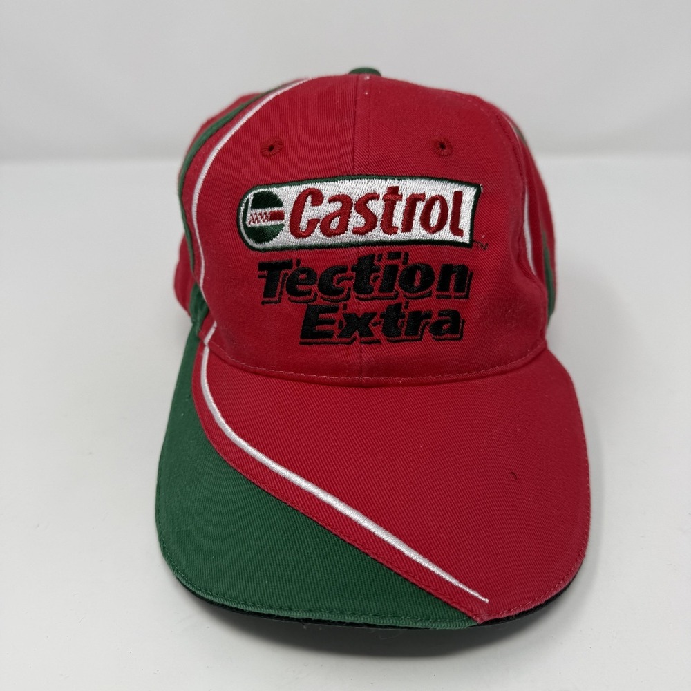 Castrol Hat Cap Strapback Mens Red Green Embroidered Tection Extra Advertising